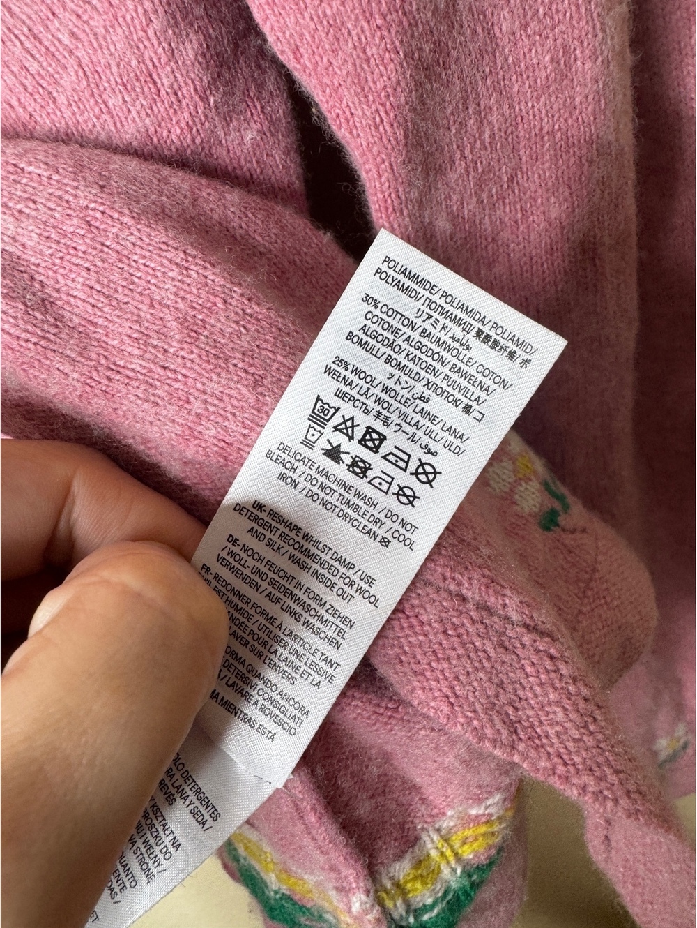 Mini Boden Girls Floral Embroidered Cardigan Pink Wool Blend Buttons 11-12Y - Picture 4 of 7